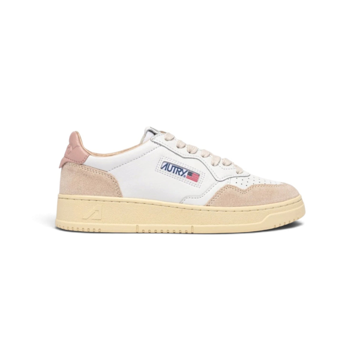 Sneakers autry pelle bianca tallone rosa 