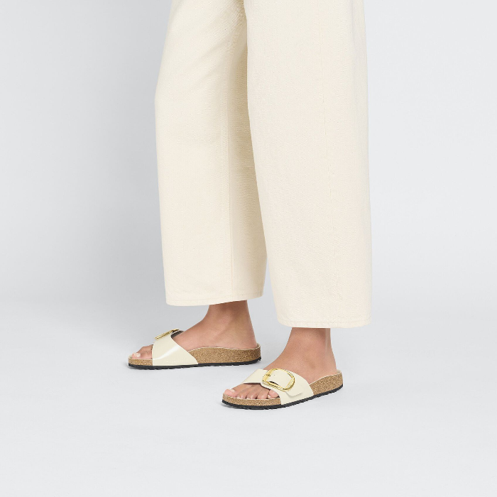 Birkenstock Madrid Big Buckle panna vernice